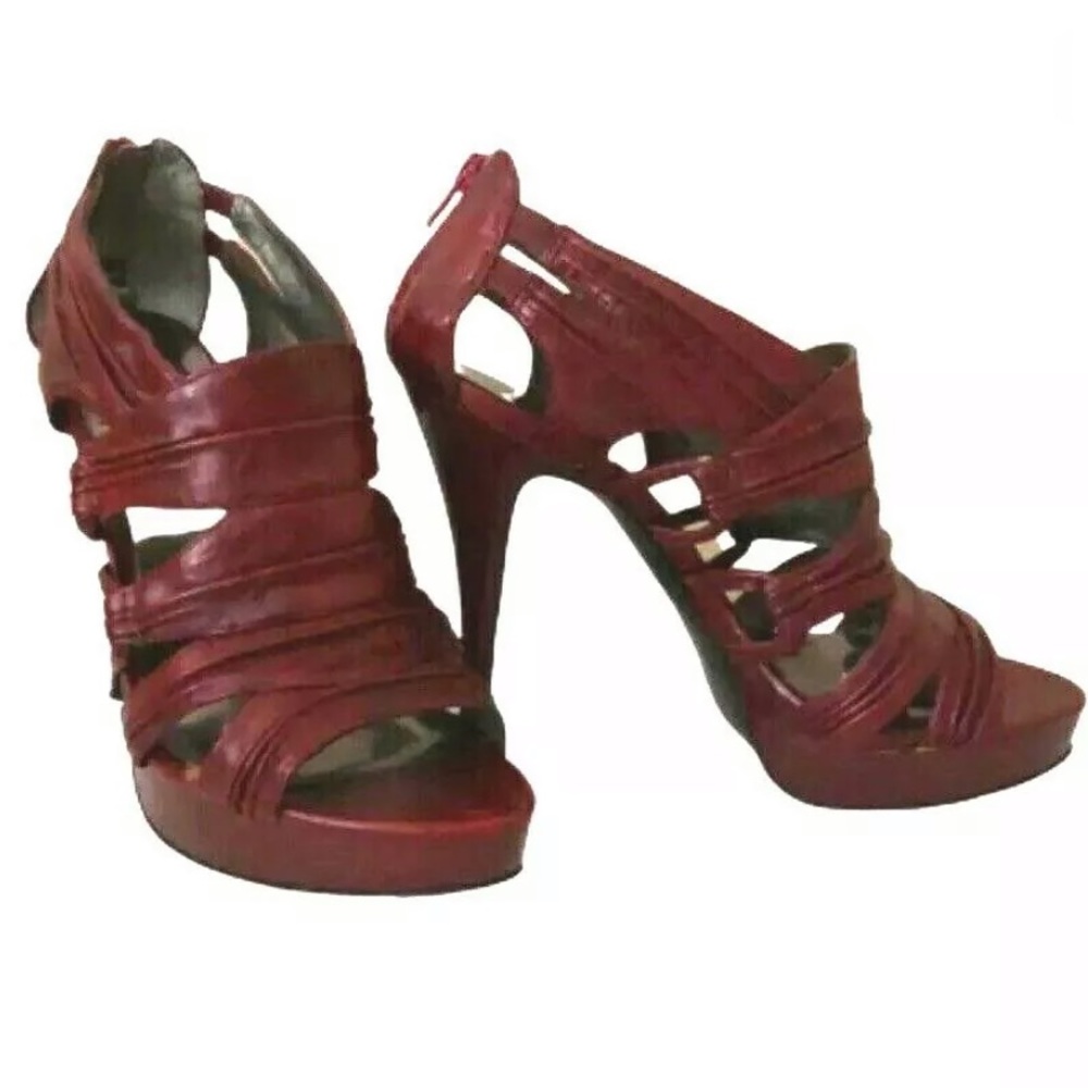 Carlos Santana Heels Size 8.5 Red Faux Leather